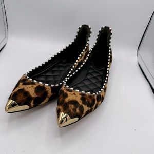 Brian Atwood Pehuea Leather cheetah print pointed toe flats